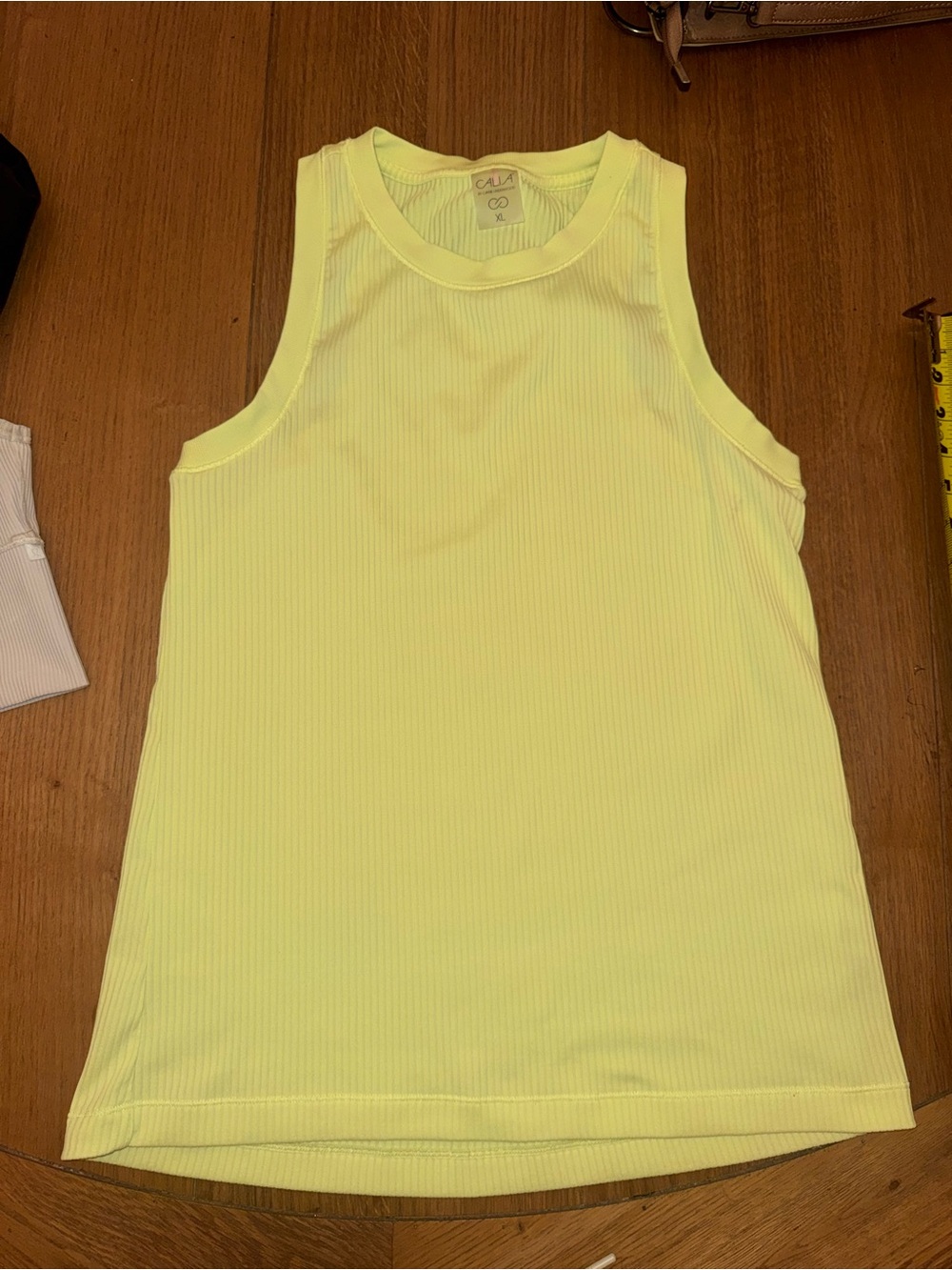 CALIA by Carrie Underwood Ribbed Tank in Pale Lime